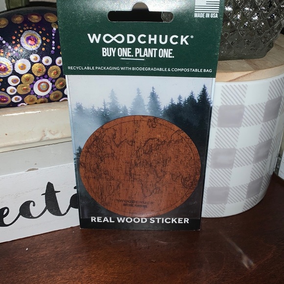 Woodchuck Wood World Map Round Sticker  2"x2"  NWT - Picture 2 of 5